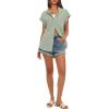 imageDarong Womens Button Down Cuffed Short Sleeve Shirts Cotton Casual 2025 Summer Loose Fit Blouse TopLight Green