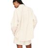 imageDarong Womens Summer 2 Piece Outfit Sets Long Sleeve Button Down Shirts Matching Short Sets Beach Vacation Lounge SetBeige Stripe
