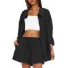 imageDarong Womens Summer 2 Piece Outfit Sets Long Sleeve Button Down Shirts Matching Short Sets Beach Vacation Lounge SetBlack
