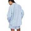imageDarong Womens Summer 2 Piece Outfit Sets Long Sleeve Button Down Shirts Matching Short Sets Beach Vacation Lounge SetLight Blue Stripe