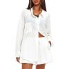 imageDarong Womens Summer 2 Piece Outfit Sets Long Sleeve Button Down Shirts Matching Short Sets Beach Vacation Lounge SetWhite