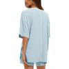 imageDarong Womens Two Piece Loungewear Set Summer Casual Boxy Shirts Drawstring Shorts Matching Airport Travel OutfitLight Blue