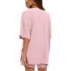 imageDarong Womens Two Piece Loungewear Set Summer Casual Boxy Shirts Drawstring Shorts Matching Airport Travel OutfitLight Pink