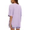 imageDarong Womens Two Piece Loungewear Set Summer Casual Boxy Shirts Drawstring Shorts Matching Airport Travel OutfitLight Purple
