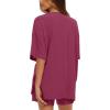 imageDarong Womens Two Piece Loungewear Set Summer Casual Boxy Shirts Drawstring Shorts Matching Airport Travel OutfitRaspberry Pink