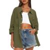 imageDarong Womens Button Down Long Sleeve Shirts Cotton Blend Casual Oversized Boyfriend Loose Fit Blouse TopArmy Green