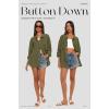 imageDarong Womens Button Down Long Sleeve Shirts Cotton Blend Casual Oversized Boyfriend Loose Fit Blouse TopArmy Green