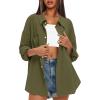 imageDarong Womens Button Down Long Sleeve Shirts Cotton Blend Casual Oversized Boyfriend Loose Fit Blouse TopArmy Green