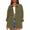 imageDarong Womens Button Down Long Sleeve Shirts Cotton Blend Casual Oversized Boyfriend Loose Fit Blouse TopArmy Green