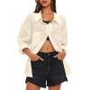imageDarong Womens Button Down Long Sleeve Shirts Cotton Blend Casual Oversized Boyfriend Loose Fit Blouse TopBeige