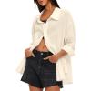 imageDarong Womens Button Down Long Sleeve Shirts Cotton Blend Casual Oversized Boyfriend Loose Fit Blouse TopBeige