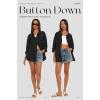 imageDarong Womens Button Down Long Sleeve Shirts Cotton Blend Casual Oversized Boyfriend Loose Fit Blouse TopBlack