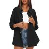 imageDarong Womens Button Down Long Sleeve Shirts Cotton Blend Casual Oversized Boyfriend Loose Fit Blouse TopBlack