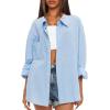 imageDarong Womens Button Down Long Sleeve Shirts Cotton Blend Casual Oversized Boyfriend Loose Fit Blouse TopBlue