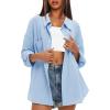 imageDarong Womens Button Down Long Sleeve Shirts Cotton Blend Casual Oversized Boyfriend Loose Fit Blouse TopBlue
