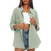 imageDarong Womens Button Down Long Sleeve Shirts Cotton Blend Casual Oversized Boyfriend Loose Fit Blouse TopLight Green