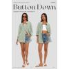 imageDarong Womens Button Down Long Sleeve Shirts Cotton Blend Casual Oversized Boyfriend Loose Fit Blouse TopLight Green