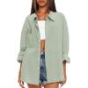 imageDarong Womens Button Down Long Sleeve Shirts Cotton Blend Casual Oversized Boyfriend Loose Fit Blouse TopLight Green