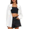 imageDarong Womens Button Down Long Sleeve Shirts Cotton Blend Casual Oversized Boyfriend Loose Fit Blouse TopWhite