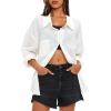 imageDarong Womens Button Down Long Sleeve Shirts Cotton Blend Casual Oversized Boyfriend Loose Fit Blouse TopWhite