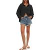 imageDarong Womens Button Down Shirts Long Sleeve Cotton Casual Pocket Oversized Loose Fit Blouse TopsBlack