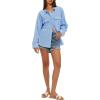 imageDarong Womens Button Down Shirts Long Sleeve Cotton Casual Pocket Oversized Loose Fit Blouse TopsBlue