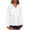 imageDarong Womens Button Down Shirts Long Sleeve Cotton Casual Pocket Oversized Loose Fit Blouse TopsWhite