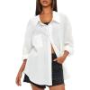 imageDarong Womens Button Down Long Sleeve Shirts Cotton Blend Casual Oversized Boyfriend Loose Fit Blouse TopWhite