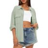 imageDarong Womens Button Down Shirts Long Sleeve Cotton Casual Pocket Oversized Loose Fit Blouse TopsBaby Green