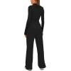 imageDarong Womens 2 Piece Outfits Lounge Sets Long Sleeve Mock Neck Tops High Wasited Wide Leg Pants Tracksuit SetsBlackregular