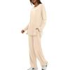 imageDarong Womens 2 Piece Lounge Set Casual Long Sleeve Crew Neck Tops Wide Leg Pants Travel Airport Outfit Matching SetsBeigeregular