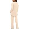 imageDarong Womens 2 Piece Lounge Set Casual Long Sleeve Crew Neck Tops Wide Leg Pants Travel Airport Outfit Matching SetsBeigeregular
