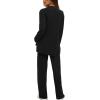 imageDarong Womens 2 Piece Lounge Set Casual Long Sleeve Crew Neck Tops Wide Leg Pants Travel Airport Outfit Matching SetsBlackregular