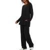 imageDarong Womens 2 Piece Lounge Set Casual Long Sleeve Crew Neck Tops Wide Leg Pants Travel Airport Outfit Matching SetsBlackregular