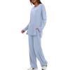 imageDarong Womens 2 Piece Lounge Set Casual Long Sleeve Crew Neck Tops Wide Leg Pants Travel Airport Outfit Matching SetsBlueregular