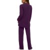 imageDarong Womens 2 Piece Lounge Set Casual Long Sleeve Crew Neck Tops Wide Leg Pants Travel Airport Outfit Matching SetsDark Purpleregular