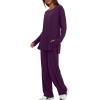 imageDarong Womens 2 Piece Lounge Set Casual Long Sleeve Crew Neck Tops Wide Leg Pants Travel Airport Outfit Matching SetsDark Purpleregular