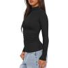 imageDarong Women Mock Turtle Neck Long Sleeve T Shirt Casual Slim Fitted Ruched Going Out TopBlack