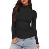imageDarong Women Mock Turtle Neck Long Sleeve T Shirt Casual Slim Fitted Ruched Going Out TopBlack