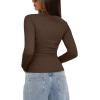 imageDarong Women Mock Turtle Neck Long Sleeve T Shirt Casual Slim Fitted Ruched Going Out TopCoffee