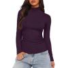 imageDarong Women Mock Turtle Neck Long Sleeve T Shirt Casual Slim Fitted Ruched Going Out TopDark Purple