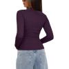 imageDarong Women Mock Turtle Neck Long Sleeve T Shirt Casual Slim Fitted Ruched Going Out TopDark Purple