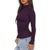 imageDarong Women Mock Turtle Neck Long Sleeve T Shirt Casual Slim Fitted Ruched Going Out TopDark Purple