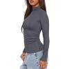 imageDarong Women Mock Turtle Neck Long Sleeve T Shirt Casual Slim Fitted Ruched Going Out TopGrey