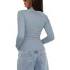 imageDarong Women Mock Turtle Neck Long Sleeve T Shirt Casual Slim Fitted Ruched Going Out TopGrey Blue