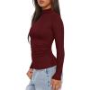 imageDarong Women Mock Turtle Neck Long Sleeve T Shirt Casual Slim Fitted Ruched Going Out TopWine Red