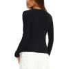 imageDarong Long Sleeve Tshirts for Women Fall Fashion V Neck Basics Crop Tops Slim Fitted Y2K Tops Ribbed Outfits ClothesBlack