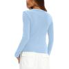 imageDarong Long Sleeve Tshirts for Women Fall Fashion V Neck Basics Crop Tops Slim Fitted Y2K Tops Ribbed Outfits ClothesLight Blue
