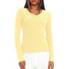 imageDarong Long Sleeve Tshirts for Women Fall Fashion V Neck Basics Crop Tops Slim Fitted Y2K Tops Ribbed Outfits ClothesLight Yellow