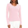 imageDarong Long Sleeve Tshirts for Women Fall Fashion V Neck Basics Crop Tops Slim Fitted Y2K Tops Ribbed Outfits ClothesPink